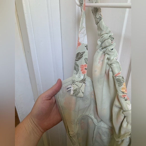 Abercrombie & Fitch Midi Floral Dress Green Pink XS - Picture 3 of 7